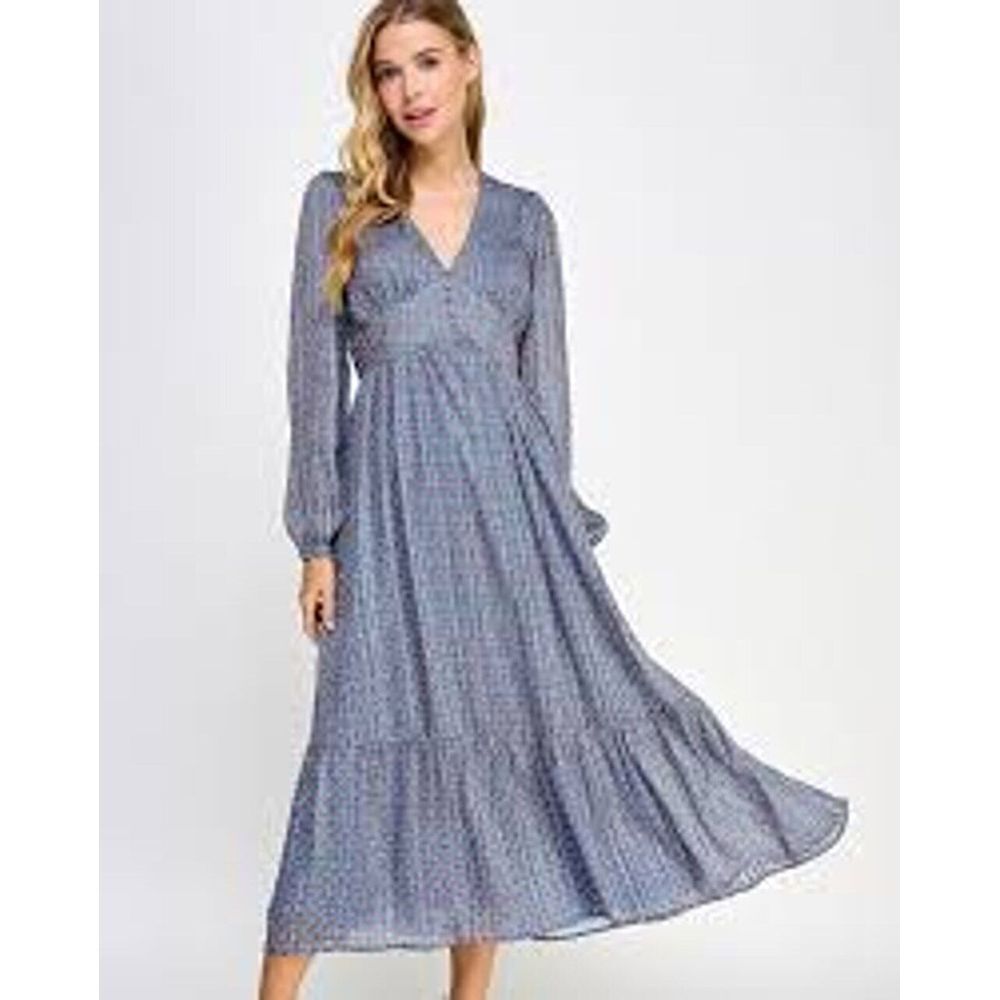 Koko and Mason‎ Women's Small Fall dress Blue Bronze with sheer fabric on arms
